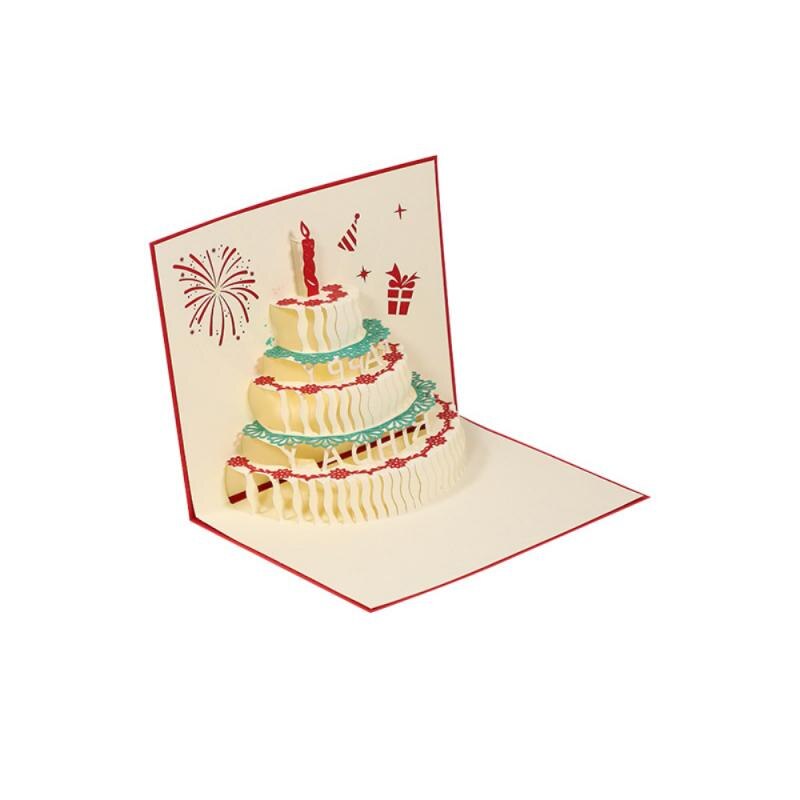 Tarjeta postal de feliz cumpleaños, tarjeta de pastel de cumpleaños, tarjetas de felicitación festivas 3D hechas a mano, de aniversario, postales al por mayor: red