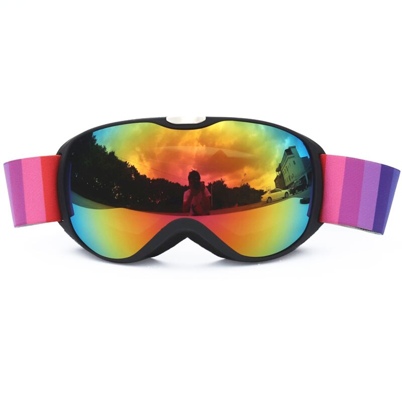 Gafas de esquí de doble lente para niños, lentes protectoras antiniebla UV400 para deportes al aire libre, esquí, Snowboard y nieve: Black Frame