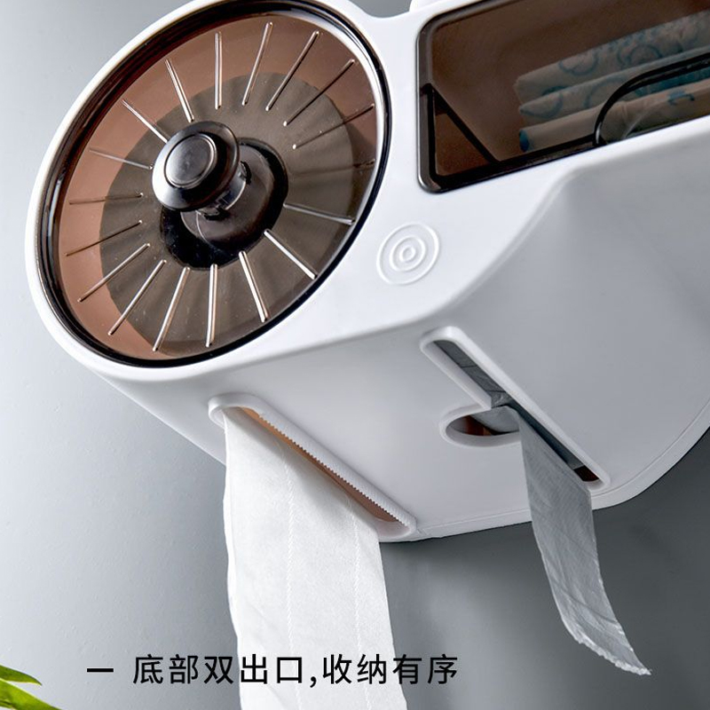 Bathroom Toilet Paper Holder Paper Tissue Box Plastic Toilet Dispenser Wall Mounted Roll Paper Storage Box Free Punching