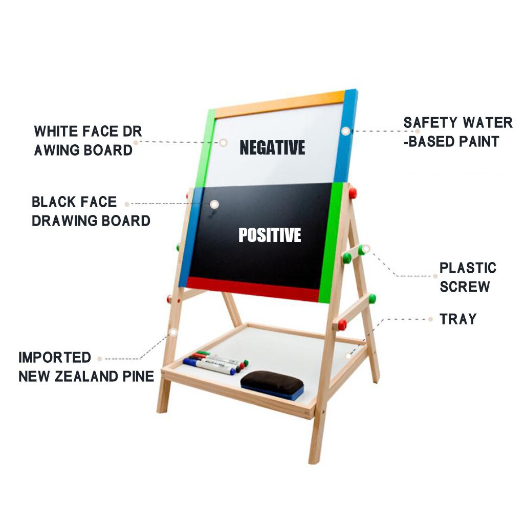 Kinderen Multifuncation Houten Dubbelzijdig Magnetische Schoolbord Hefbare Tekentafel Kleur Educatief Speelgoed Tekening # G4