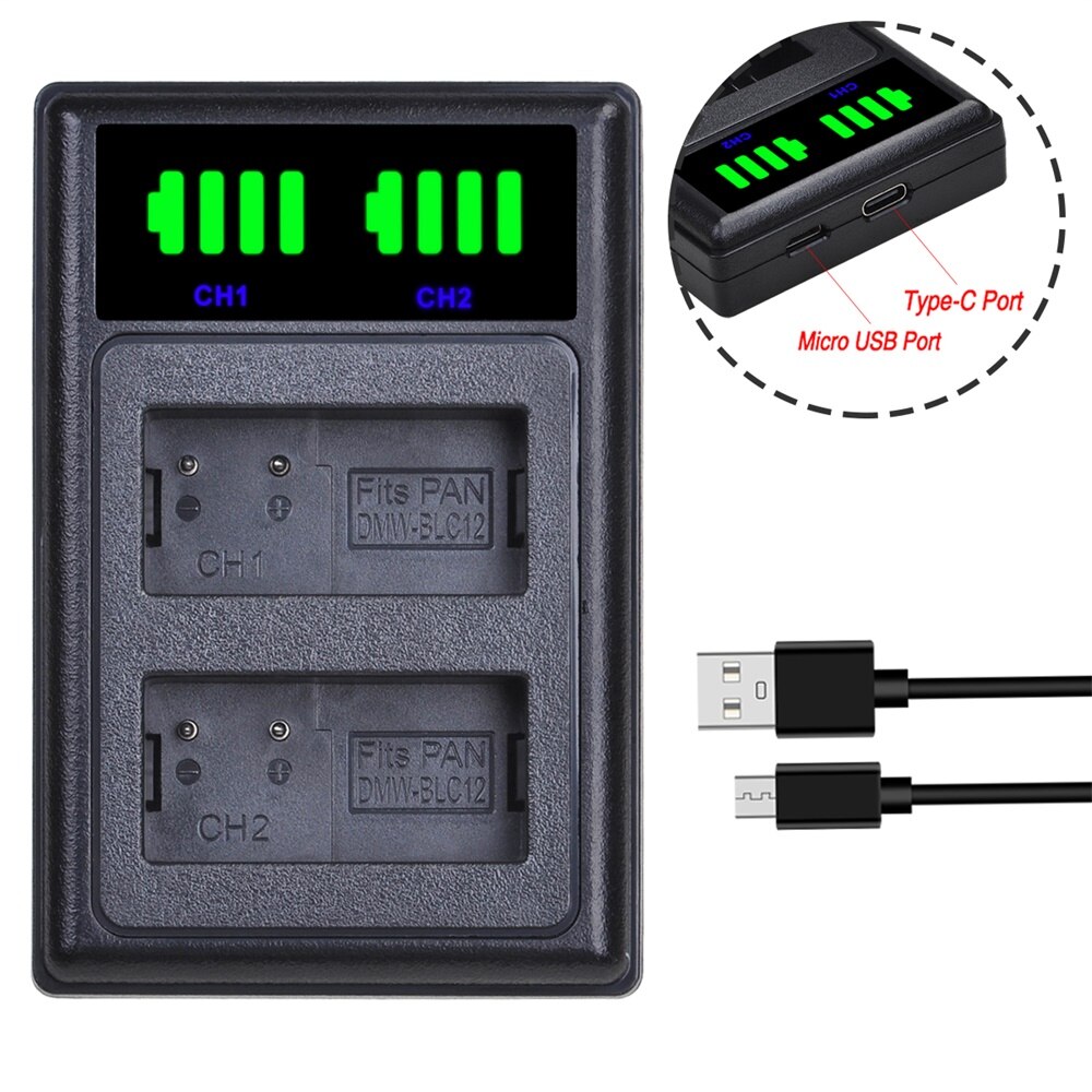 DMW-BLC12 BLC12E BLC12PP Dmw BLC12 Batterij Oplader Kits Voor Panasonic Lumix DMC-FZ200, FZ300, FZ1000, FZ2500, g5, G6, G7, GX8.: Charger Only