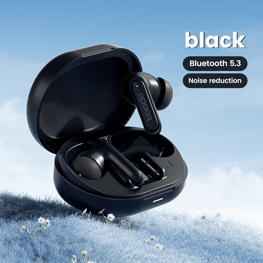 Toocki XA96 Oortelefoon Bluetooth 5.3 Draadloze hoofdtelefoon Snel opladen Touch Control Oordopjes HiFi Stereo Lange batterij Sportheadset: Black