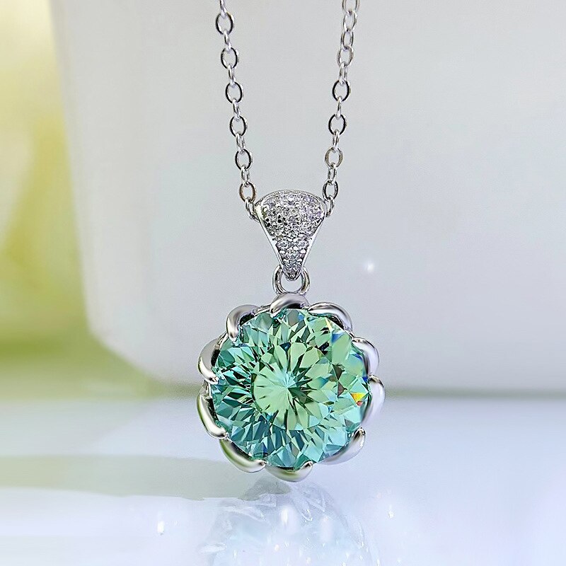 Oevas 100% 925 Sterling Zilver Hoge Carbon Diamond Lotus Ringen Hanger Ketting Voor Vrouwen Sparkling Luxe Fijne Sieraden: Pendant Necklace