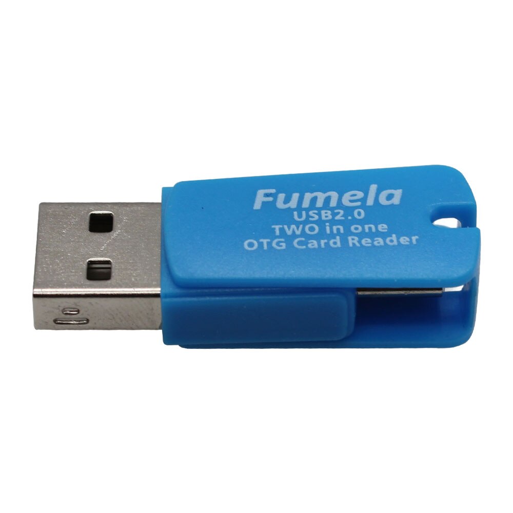 2 in 1 USB 2.0 en TF/Micro Female naar Micro USB Male OTG Kaartlezer Adapter Blauw