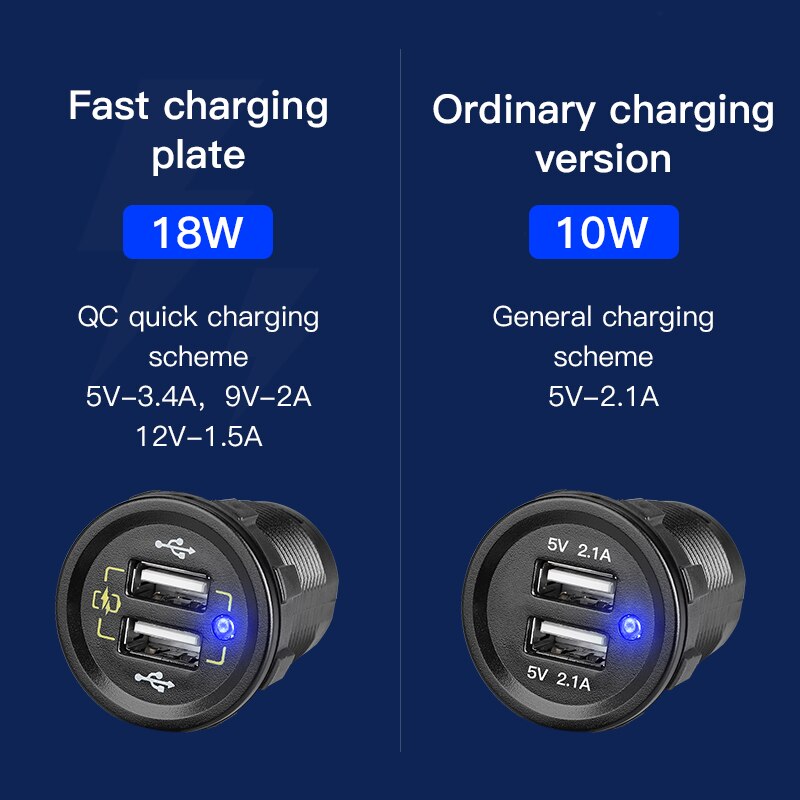 Several Usb Ports Socket 12V Auto Double QC3.0 Fast Charger Built-In Car Camper Multi Plug Port Adapter Charger Recessed Cars