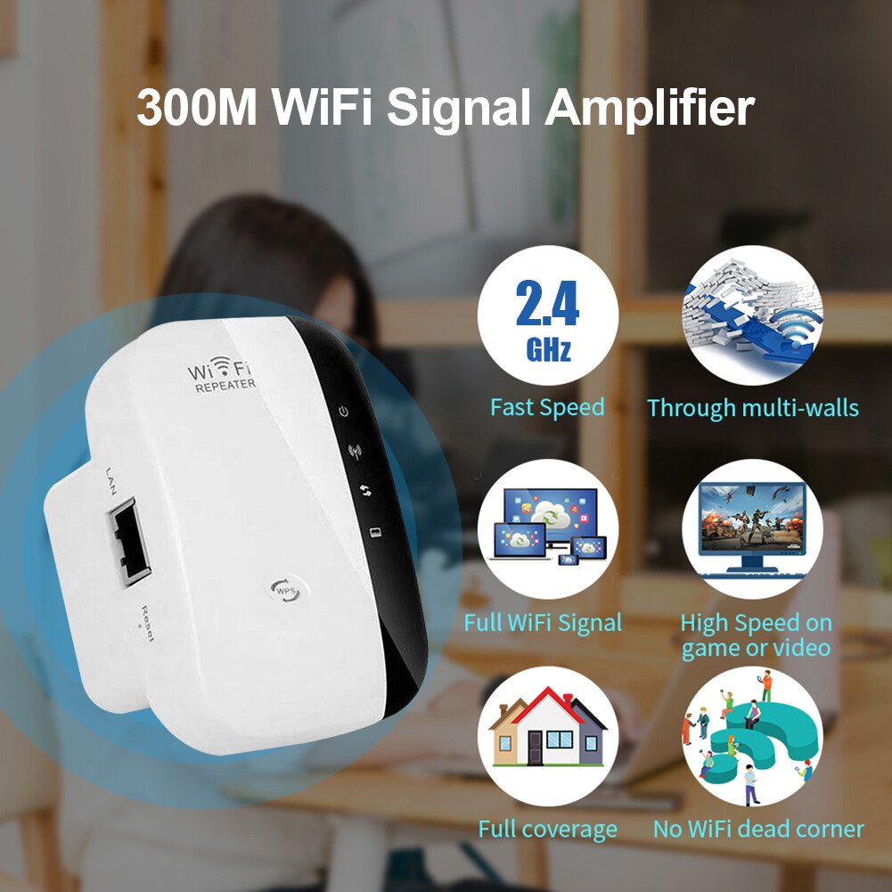 Wireless Wifi Repeater Wifi Signal Amplifier Long Range Wifi Extender Router Repeater 300Mbps Booster
