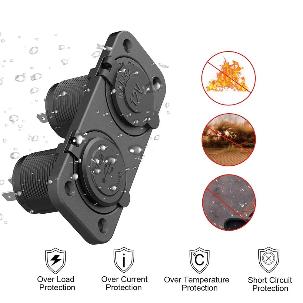 Panel de enchufe USB de 12V, carga rápida 3,0, 20W, doble PD, USB C, adaptador de encendedor de cigarrillos para coche, barco, RV, motocicleta