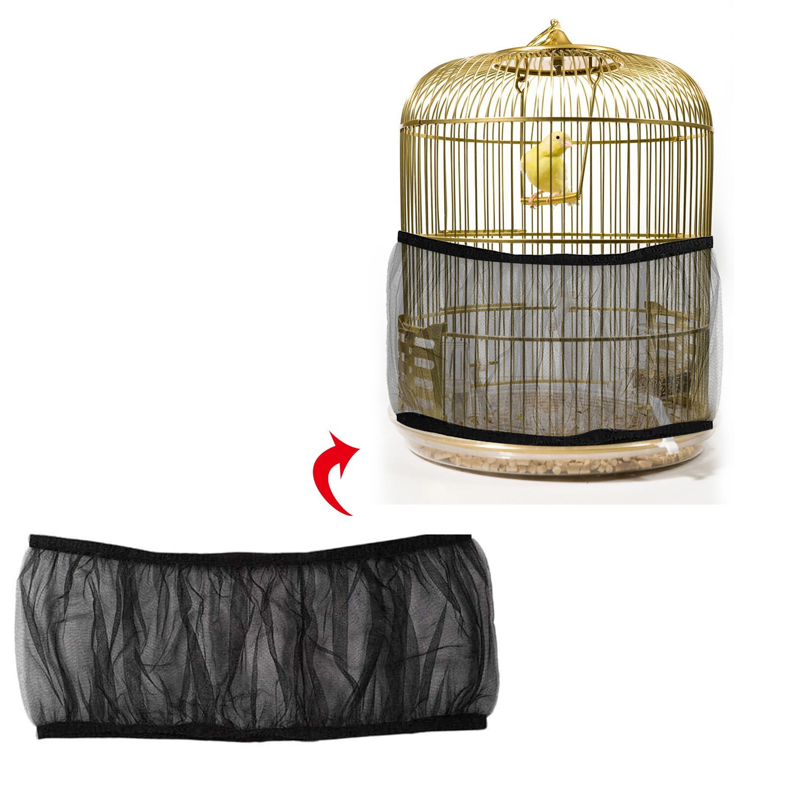 25# Receptor Guard Nylon Mesh Bird Parrot Cover Soft Easy Cleaning Nylon Airy Fabric Mesh Bird Cage Cover Seed Catcher Guard