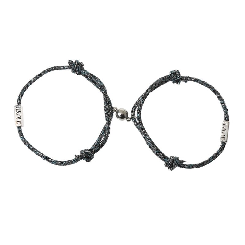 2 Styles Lovers Matching Friendship Bracelet Rope Braided Couple Magnetic Distance Love Heart Bracelet Kit Lover Jewelry