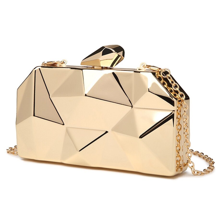 Gold Acrylic Box Geometric Evening Bag Clutch Elegent Chain Women Handbag For Party Shoulder Bag For Wedding/Dating/Party