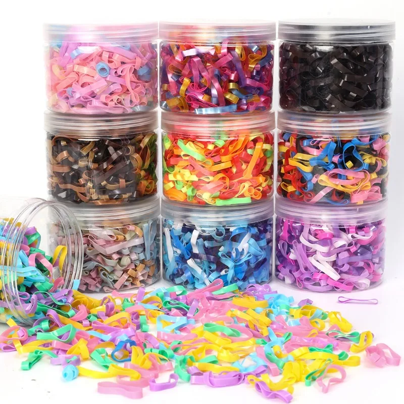 500 unids/caja de bandas de goma desechables gruesas de alta elasticidad, soporte para coleta para niñas, lazos para el cabello, banda para el cabello colorida, accesorios para el cabello