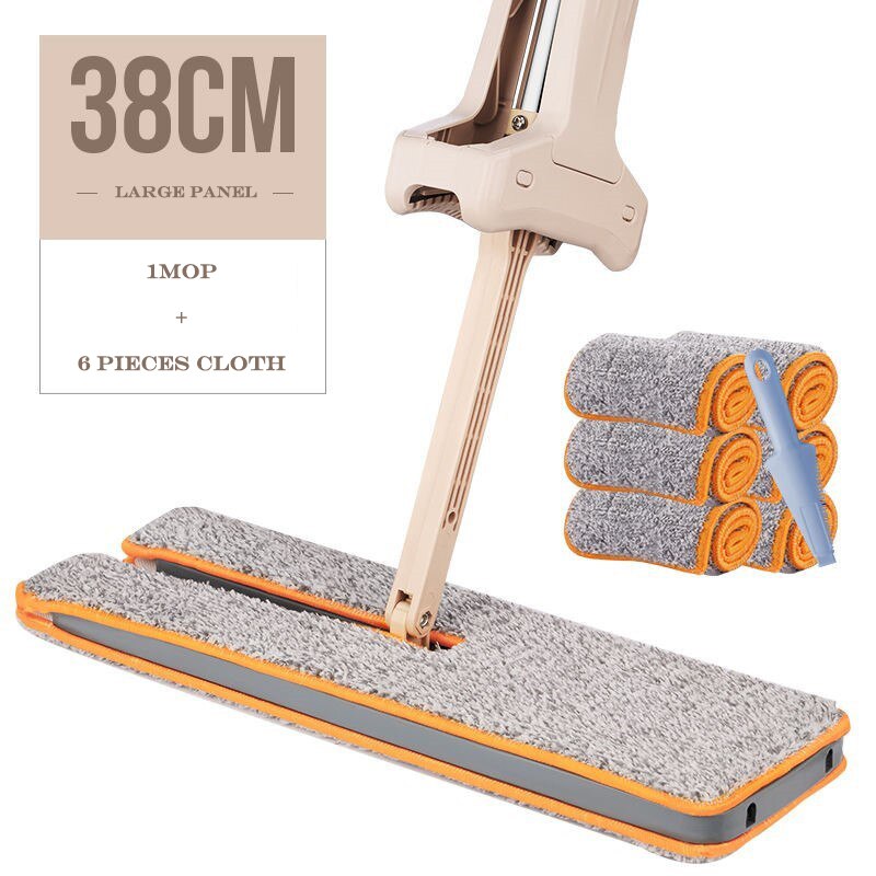 Handheld dupla-face plana mop mão-livre lavagem microfibra limpeza piso suprimentos 360 ° rotação ajustável ferramentas de limpeza do agregado familiar: 6pcs mop cloth