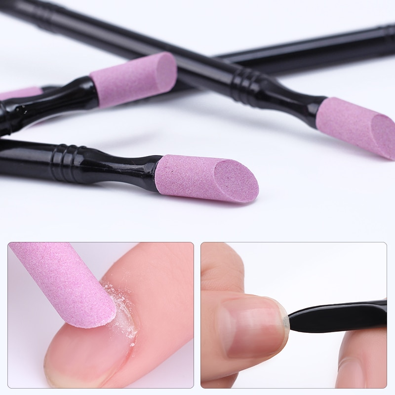 Empujador de cutículas para uñas, 1 unidad, blanco y negro, cabeza de cuarzo, exfoliante, piedra, Palito para cutícula, pluma, cuchara, corte, manicura, pedicura, herramientas para cuidado de uñas