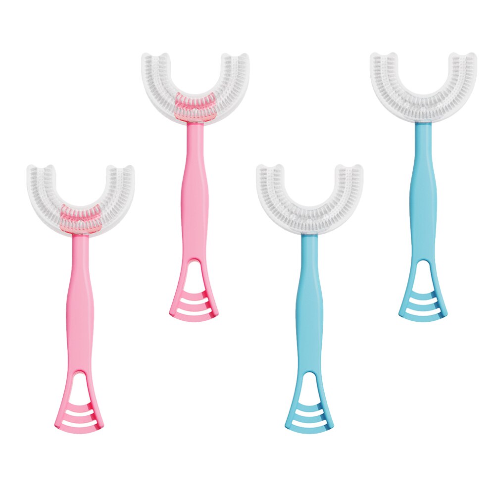 Spazzolino da denti per pulizia orale per bambini in Silicone a forma di U manuale da 4 pezzi: Default Title