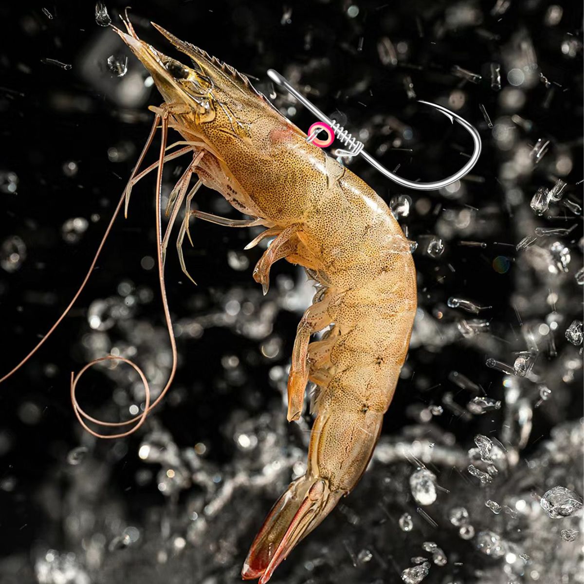Anzuelos de pesca-anzuelos fijos de camarones vivos de acero al carbono con púas con agujeros, anzuelos de pesca de lubina de 2/3/4, sombrero que se puede adaptar a varios F