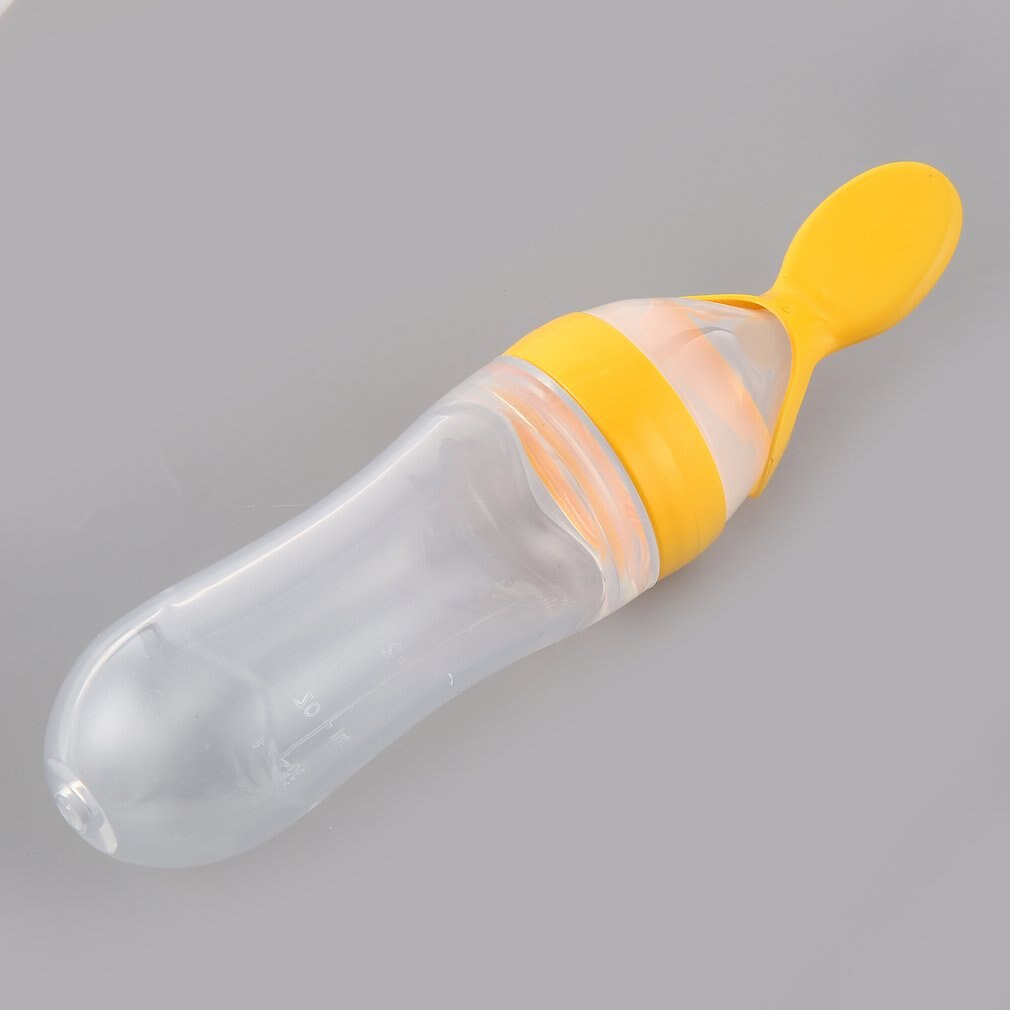 1pc 90ml Baby Bottle Silicone Extrusion Feeding Type Infant Kids Care Spoon Rice Paste Baby Food Bottle 5 colors