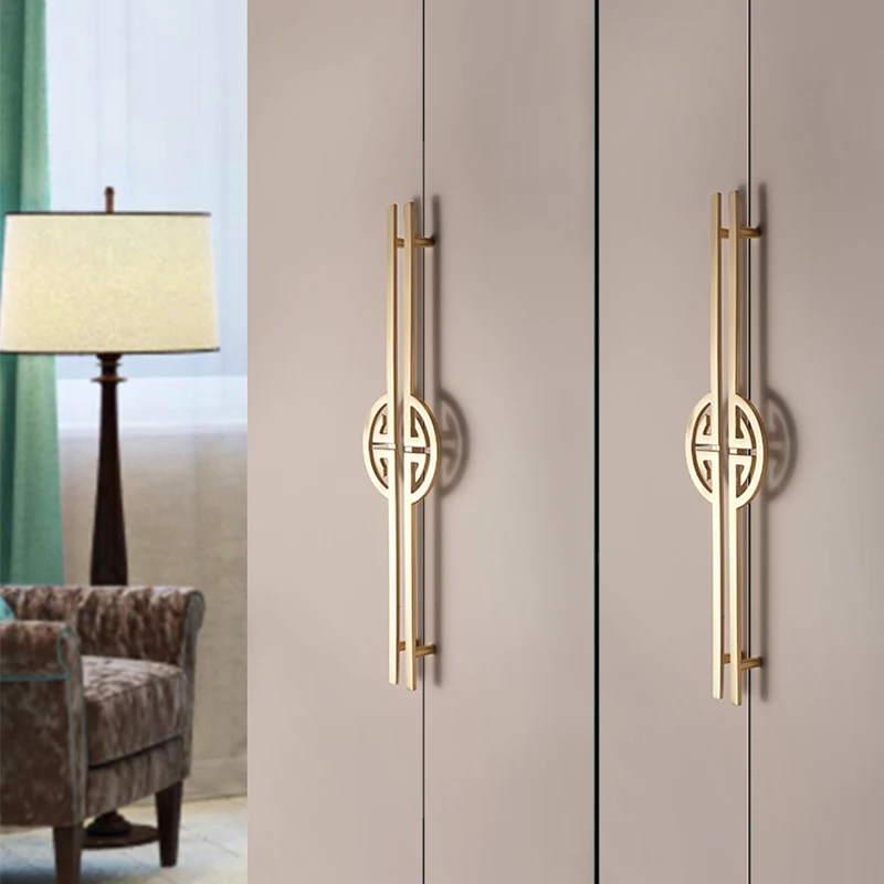 Poignée de porte dorée de style chinois, bouton de porte d'armoire, armoire à chaussures allongée, quincaillerie de meubles, , 1 pièce