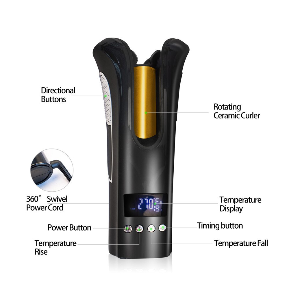 Multi-Function LCD Automatic Hair Curler Spin & N Curl 1 Inch Iron Curling Air Wand Styling Salon Tool Tourmaline Ceramic Heater