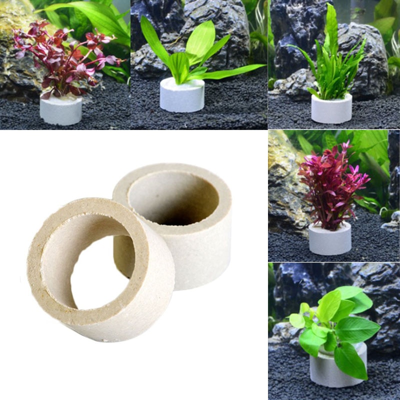 Decoração para aquário, pote de cerâmica para fixação de tanque de peixes, plantas de bolinhas, vaso de cilindro para plantio, acessórios para aquário