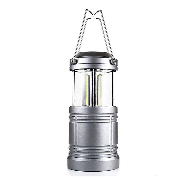 Ultra Bright LED Camping Lantern 3*COB Portable AA Battery Outdoor Tent Lamp Hanging Collapsible LED Camp Lantern Flashlight: sliver