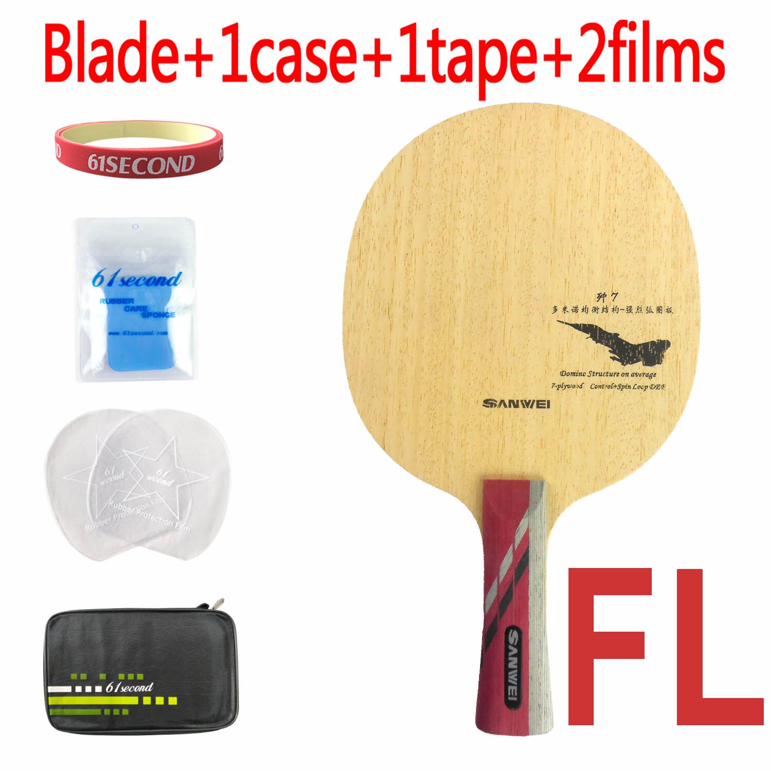 Sanwei j -7 j7 j 7 def tafeltennis pingpongblad: Fl met fm-hoesje