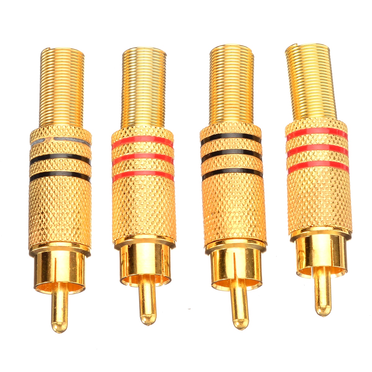 4Pcs Gold Plated RCA Connector RCA Phono Male Plug Solder Audio Video Cable Adapter Connectors for Audio Speaker