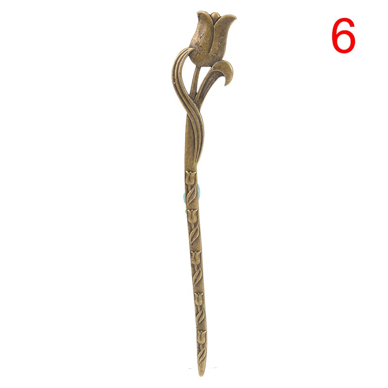 Chinese Vintage Bronze Antique Hair Sticks Hairpin DIY Zinc Alloy Metal Jewelry Accessories Bob Bookmark: 19