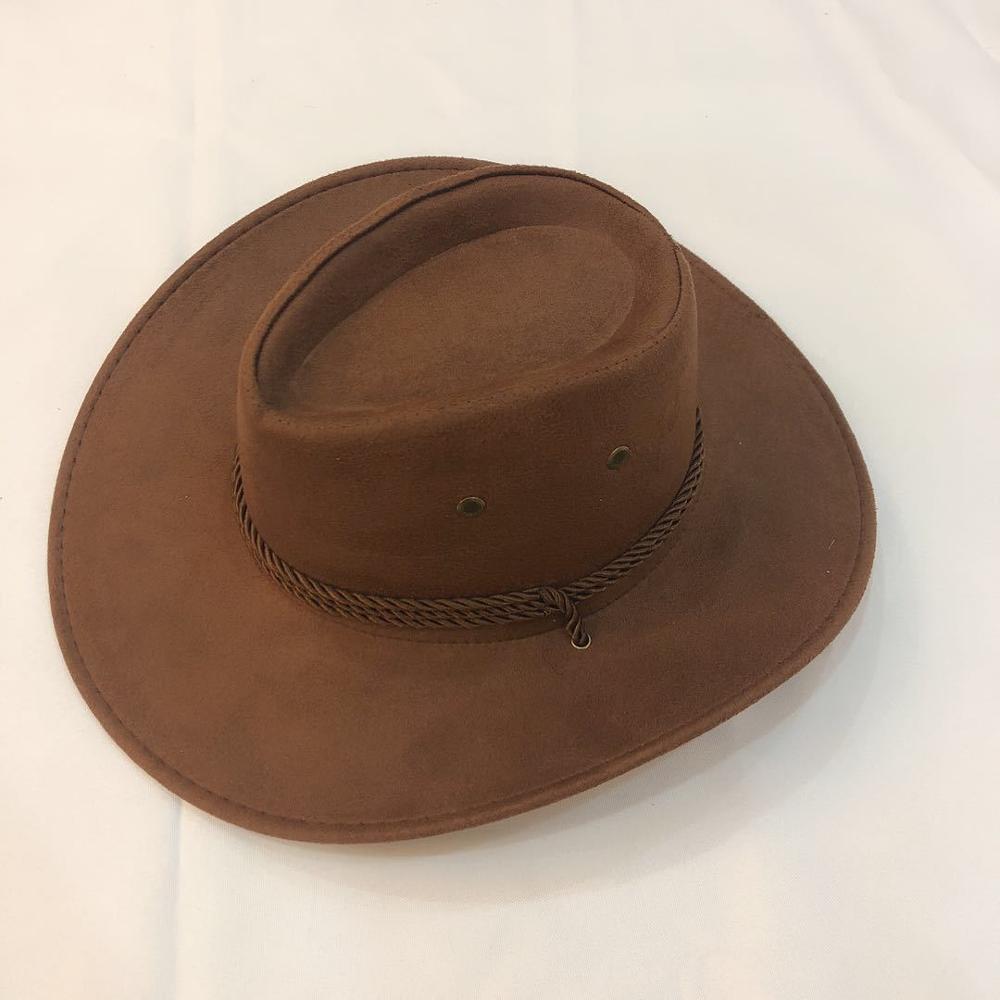 Cowboy Hoed Suede Lente Zomer Man Caps Schaduw Paardrijden Outdoor Effen Kleur Mode: CAMEL