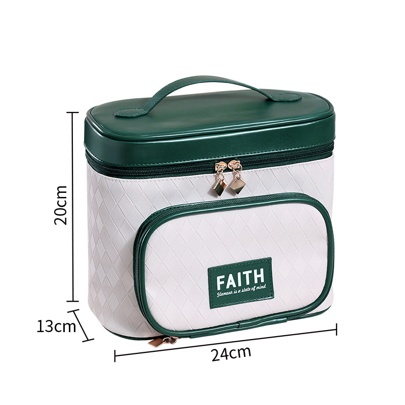 Makeup Bags Travel PU Leather Cosmetics Case Large Capacity Make Up Storage Organizer Bag Jewelry Beauty Suitcase: green