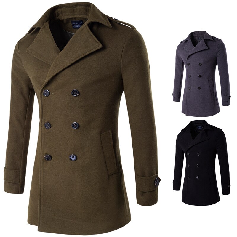 wollen jas voor mannen Herfst Winter Casual dikke double-breasted jassen wollen jas windjack voor mannen 4XL