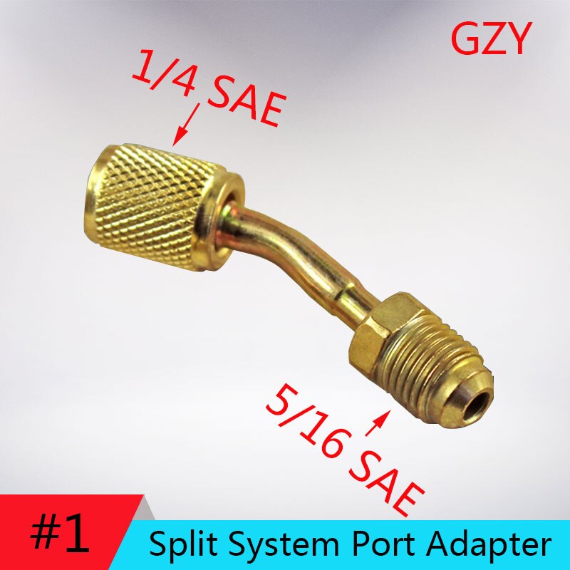 Mini Split System Charging Vacuum Port Adapter Converts R410a Style 5/16 SAE Service Ports to Accept Older 1/4 SAE Gauge Hoses: 1