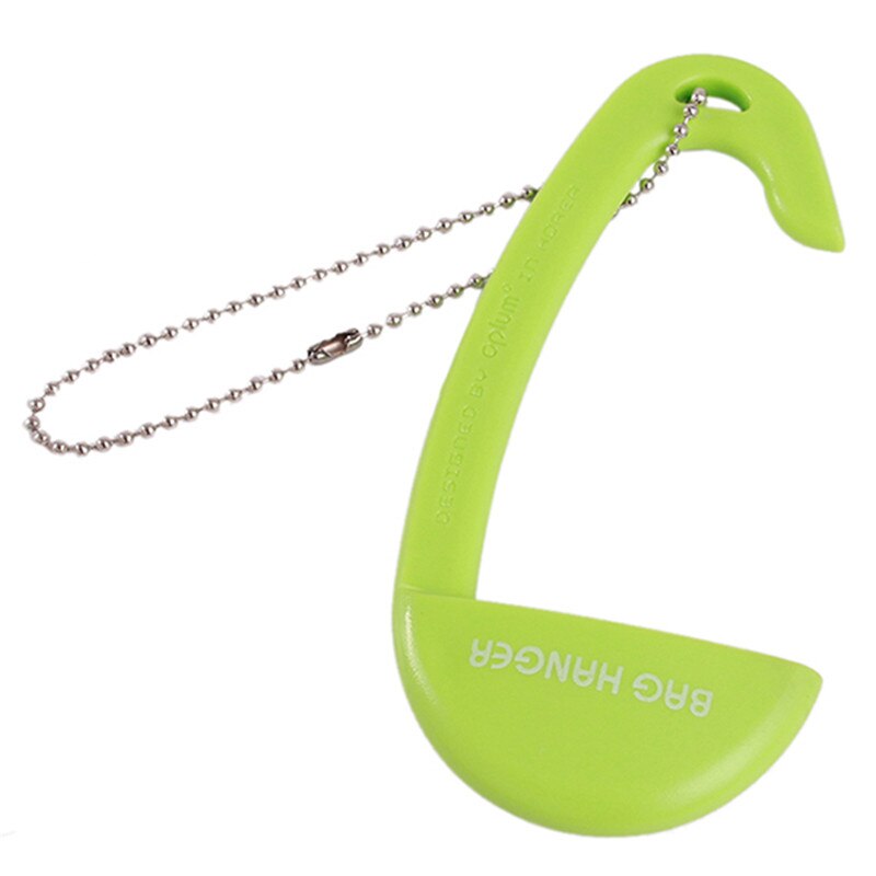 Mini Portable Plastic Bag Hook Clothes Purse Bag Hanger Buckle Device Table Chair Desk Brim Bag Hook Handbag Holder: Light Green