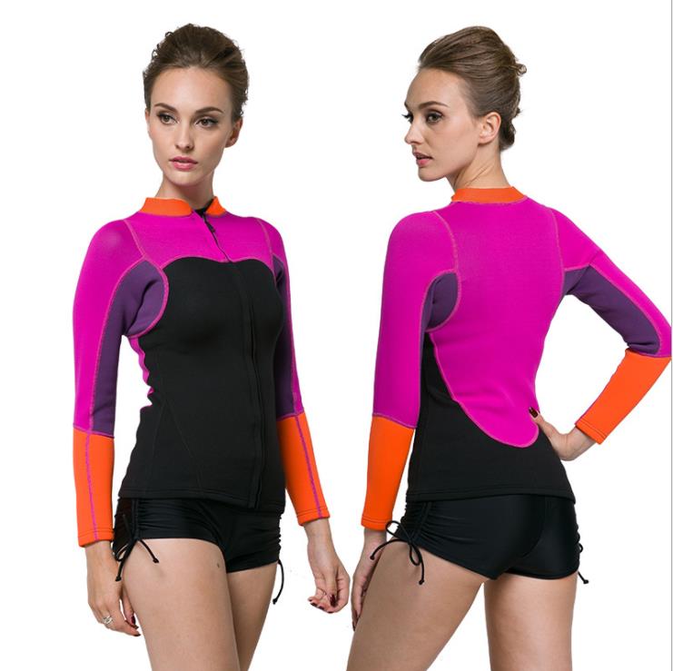 Neopreen 2 Mm Wetsuit Vrouwen Swim Shirt Lange Mouwen Duiken Surfen Jas Kiteboard Wetsuits Top Surfen Jas