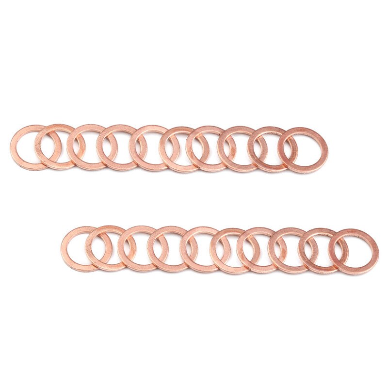 50pcs Assorted Copper Washer Flat Ring Gasket Set Solid Seal Placemat Bowl Plug Oil Seal Parts Tool Fitting Hardware Fastener