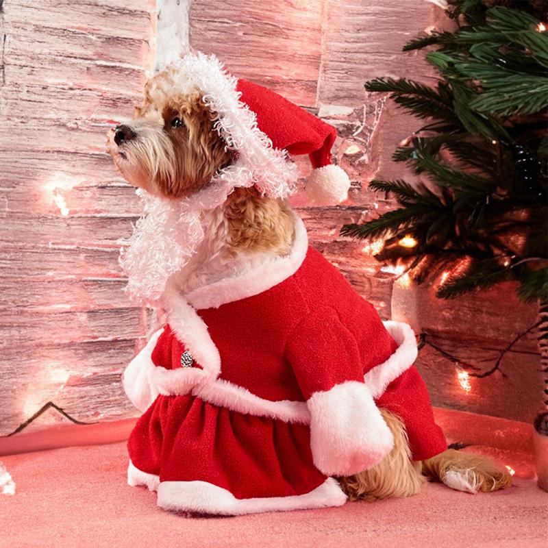 Cão traje de natal traje de cachorro de natal com capuz santa cão traje de natal roupas para animais de estimação bonito filhote de cachorro roupa de natal para pequeno