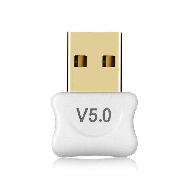 Bluetooth 5.0 Adapter USB Bluetooth Transmitter for PC Computer Receptor Laptop Earphone Audio Printer Data Dongle Receiver: white