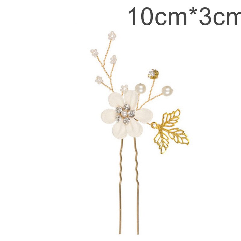 Lky fr bryllup hår tilbehør brude hovedbeklædning kamme guld blade brud hovedbeklædning perle hårnål blomster brud bryllup dekoration: Hvidt hårtøj d
