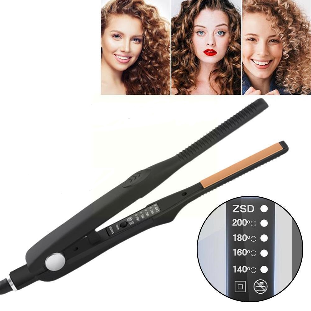 2-in-1-Haarglätter und Lockenwickler, kleines Glätteisen, Keramik-Haarcrimper, Wellung, kurzes Haar, Glättung, Eisstockschießen-Styling-Werkzeug
