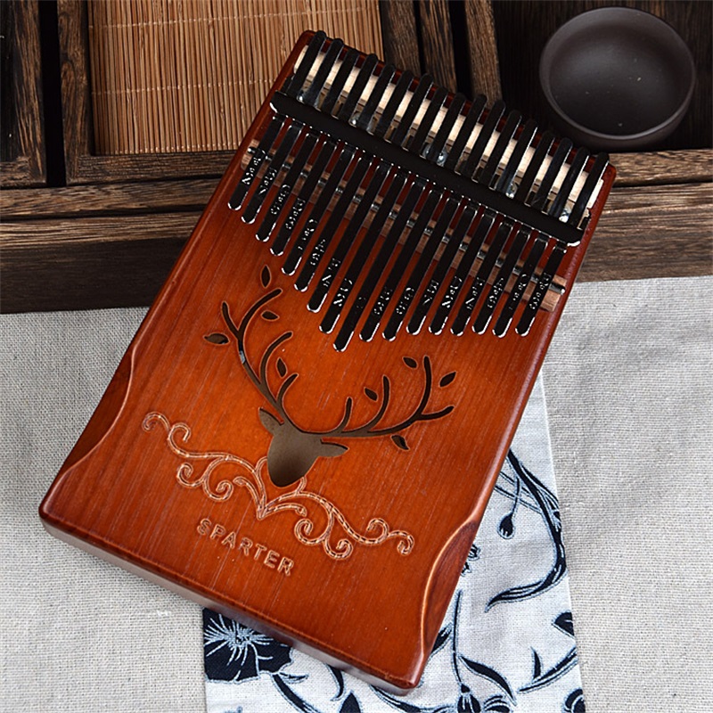 Piano de pulgar Kalimba, 17 teclas, portátil, flexible, hecho por una sola tabla, madera de caoba de: E
