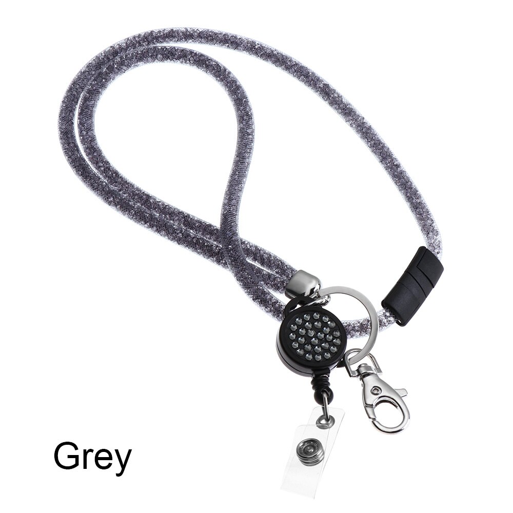 LLavero de diamantes de imitación con Clip para teléfono móvil, accesorio para colgar tarjetas de identificación, correa para el cuello, suministros de oficina, novedad, 1 ud.: Grey