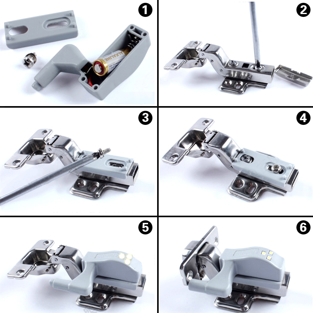 Auto-Switch On/Off Kitchen Cabinet Furniture Accessories LED Cabinet Light Battery Powered Kitchen Cabinet Hinge Lights