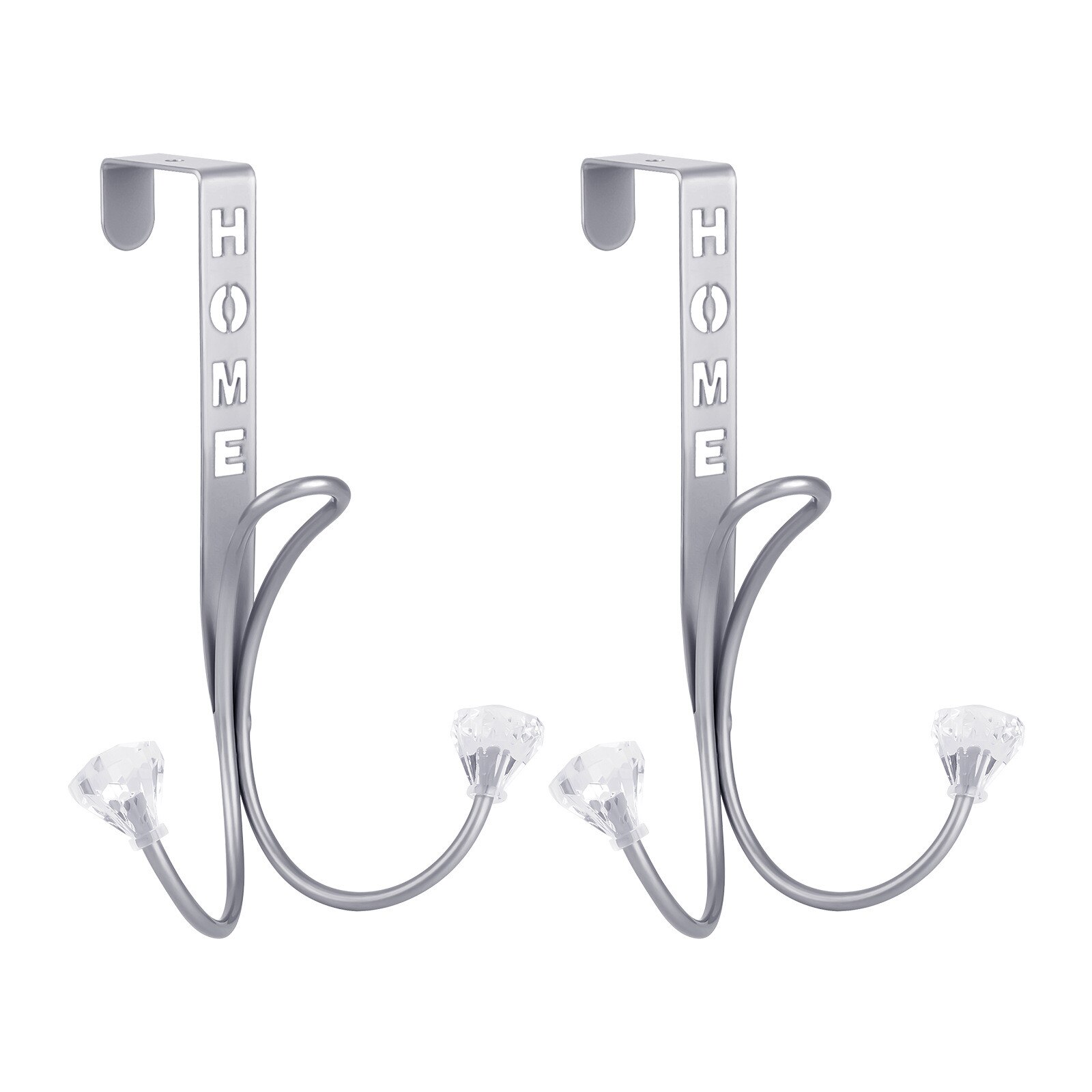 European Style Metal Double Hook Hanger Free Perforated Door Bathroom Hanger Hooks Kitchen Bedroom Door Rack Towel Holder: C