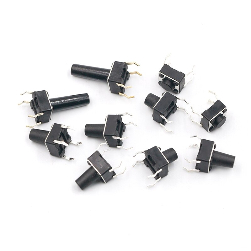 50PCS 6X6X5/4.3/5.5/6/7/8/9/10/13MM Tact Switch Push Button Switch 12V Copper 4PIN DIP Micro Switch For TV/Toys/home use Button