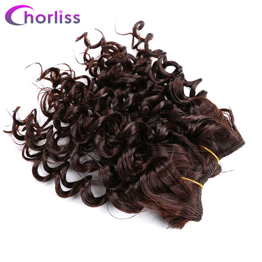 Chorliss 8 "afro kinky tukka kudonta synteettisten hiusten pidennykset ombre viininpunainen kutoa virkkaa hiukset kuteen 105g/ erän 3 kpl / erä: #4