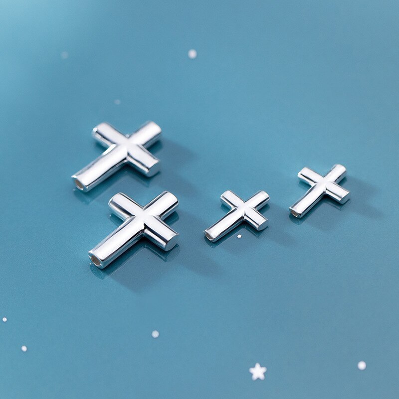 925 Sterling Silver Cross Spacer Charm Beads for DIY Bracelet Necklace Making Loose Beads Jewelry Finding