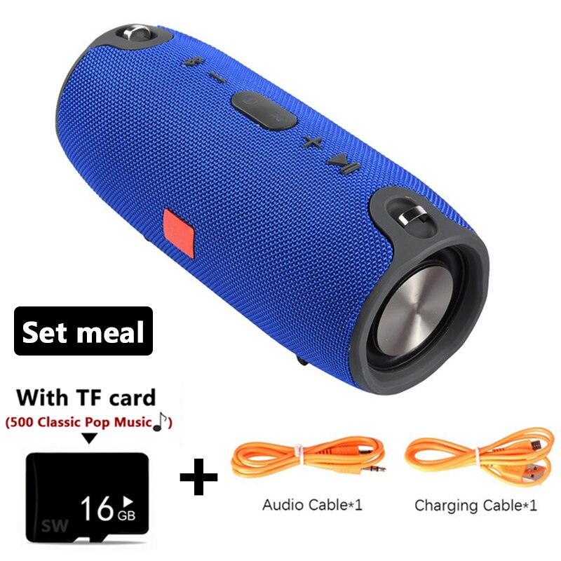 40W High Power Portable Bluetooth Speaker Outdoor Wireless Column Subwoofer Soundbar Waterproof Super Bass Music Center AUX TF: Blue with TF Card