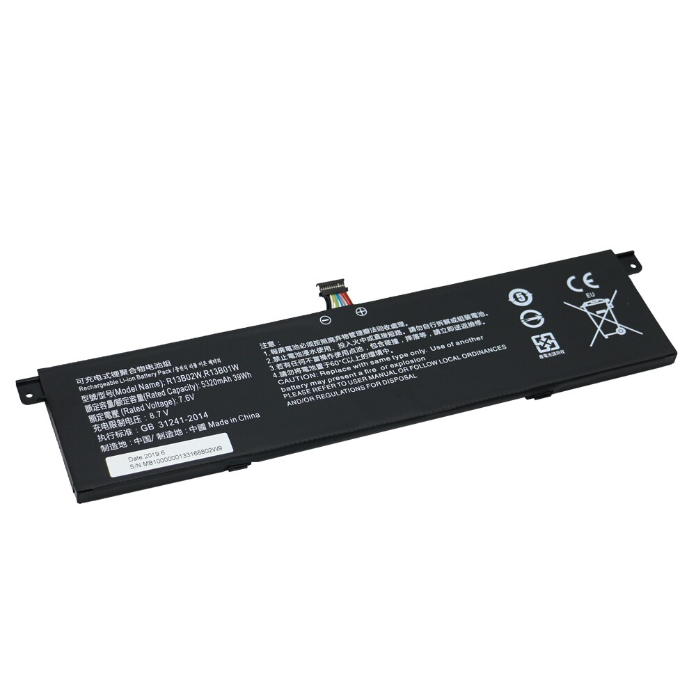 Batería de ordenador portátil R13B01W para Xiaomi Mi Air, Serie de 13,3 pulgadas, Tablet PC, 7,6 V, 39WH, R13B02W, SHUOZB