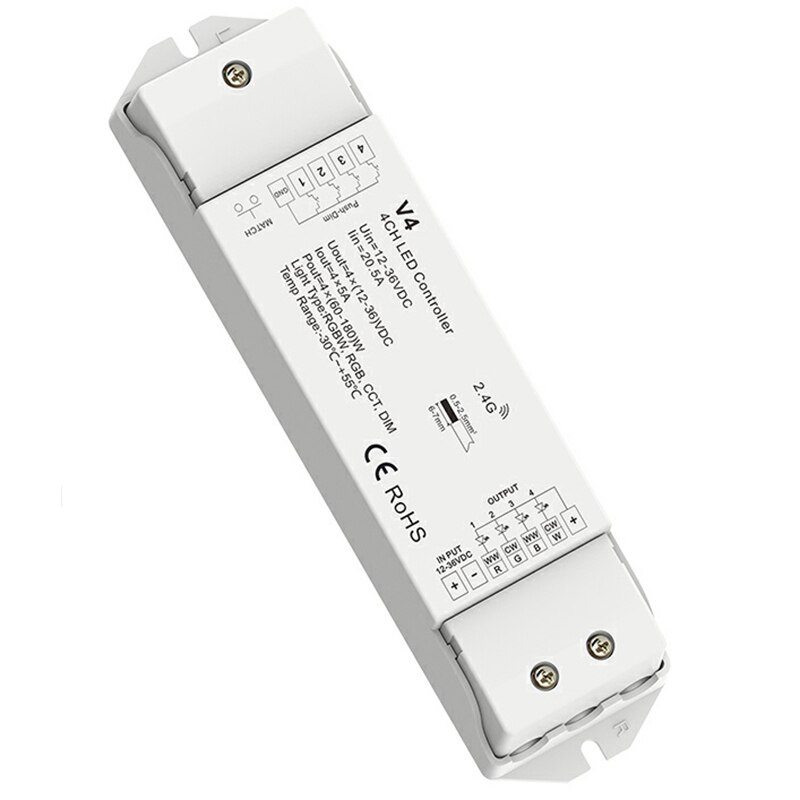 -Led Rgb Rgbw Strip Controller V4 4CHx5A Draadloze Ontvanger 12V Led Strip Rgb Rgbw Controller