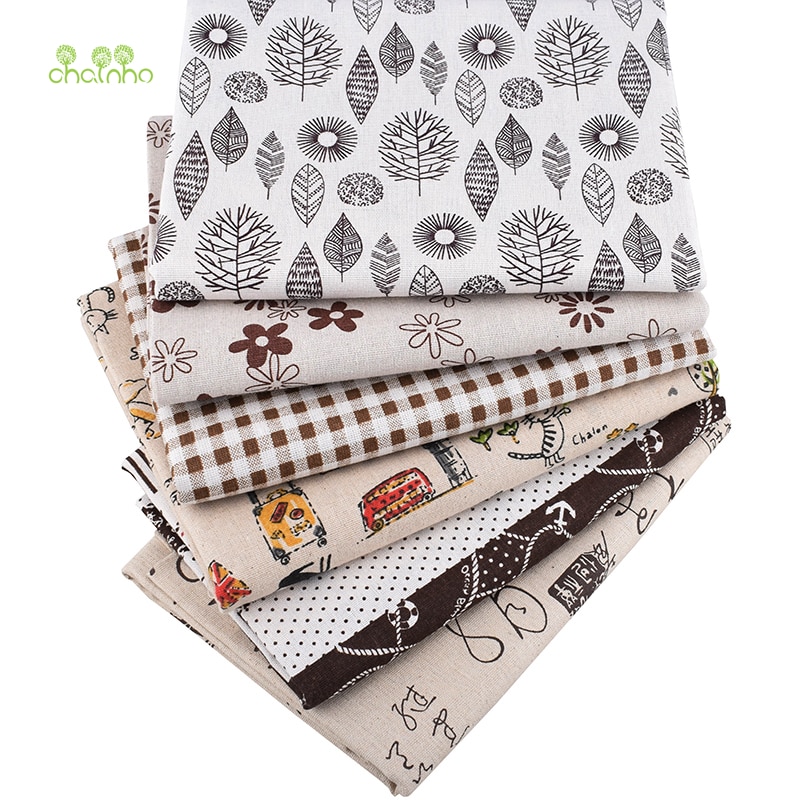 Chainho, kaffefargeserie, trykt bomullslinstoff til gjør-det-selv quilting og sy sofa, bordklær, gardin, veske, putemateriale