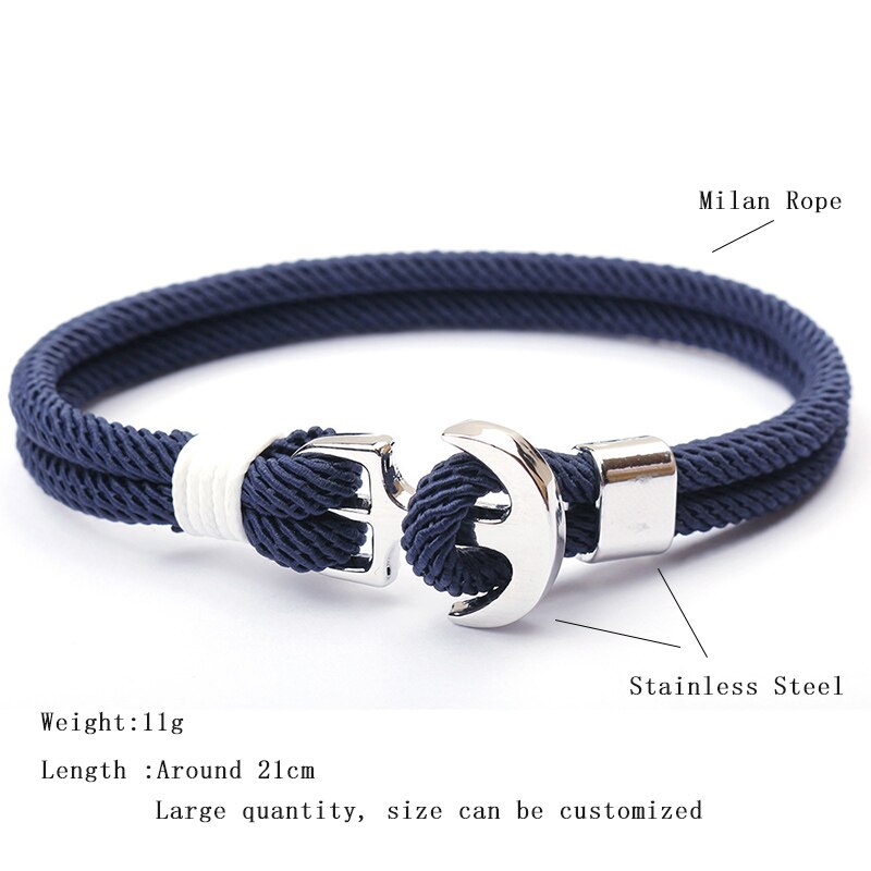 Noter Trendy Milan Rope Bracelet Men Women Minimalist Stainless Steel Braslet For Lovers Double Layer Anchor Pirate Braclet